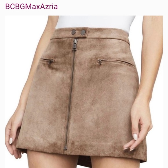 BCBGMAXAZRIA women’s Kahli suede zip mini skirt size xs - Picture 2 of 5